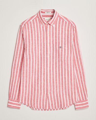 Herre | GANT | GANT | Regular Fit Cotton/Linen Striped Shirt Watermelon Red