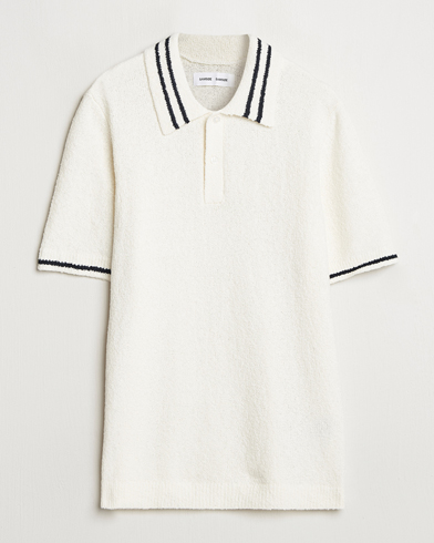 Samsøe Samsøe Pedro Tipped Knitted Polo Clear Cream – Hvit