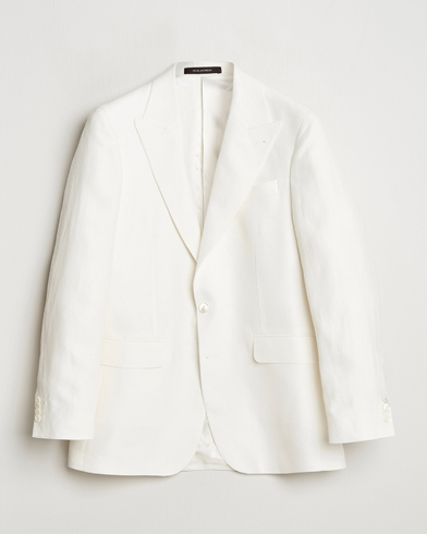 Oscar Jacobson Faldo Diagonal Linen/Tencel Tuxedo White – Hvit