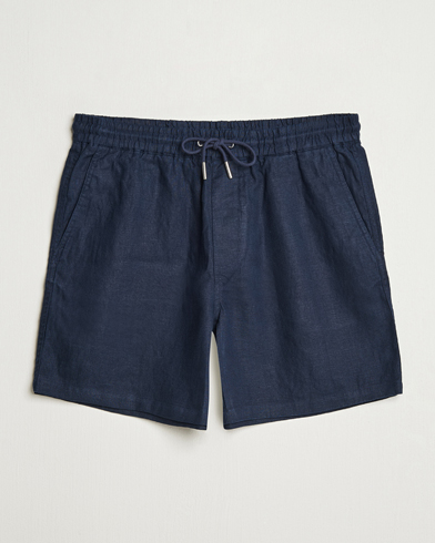 NN07 Gregor Linen Drawstring Shorts Navy Blue – Blå