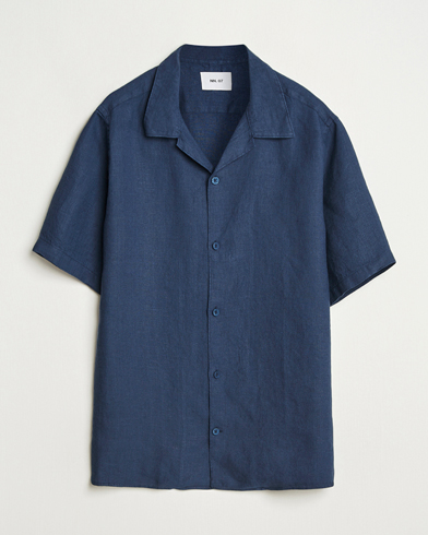 Herre | Nytt i butikken | NN07 | Julio Linen Resort Shirt Navy Blue