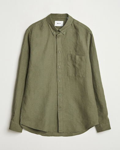 Herre | Nytt i butikken | NN07 | Arne Linen Button Down Shirt Capers Green