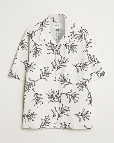 NN07 Ole Printed Cotton/Lyocell Resort Shirt Off White – Hvit