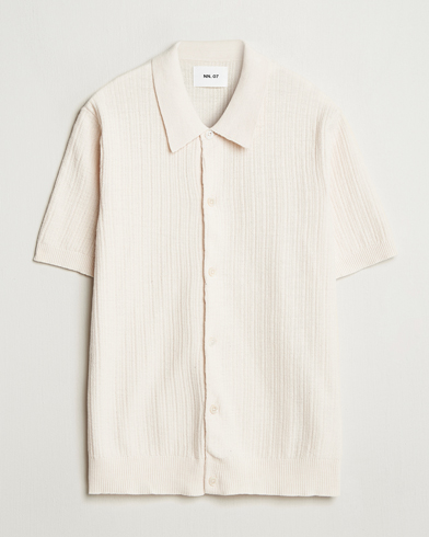 Herre | | NN07 | Nolan Knitted Short Sleeve Shirt Ecru