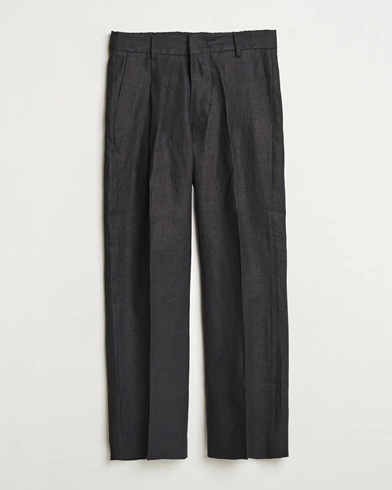 NN07 Kay Relaxed Fit Linen Trousers Black – Svart