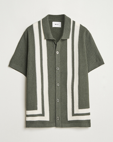 Herre | Nytt i butikken | NN07 | Ares Knitted Short Sleeve Shirt Croc Green