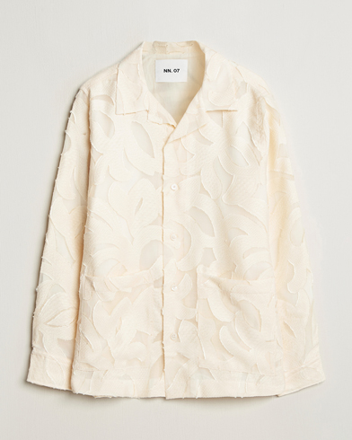 NN07 Hank Fil-Coupé Jacquard Overshirt Off White – Hvit
