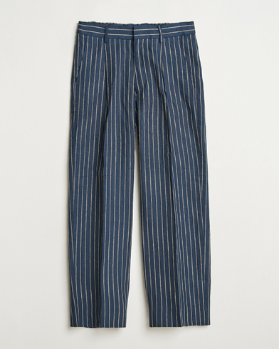 Herre | Nytt i butikken | NN07 | Kay Linen Pinstriped Trousers Navy Blue