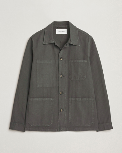 A Day's March Herringbone Overshirt Olive – Grønn