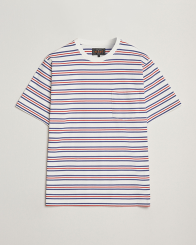 Herre | BEAMS PLUS | BEAMS PLUS | Short Sleeve T-Shirt Blue/Red Stripe
