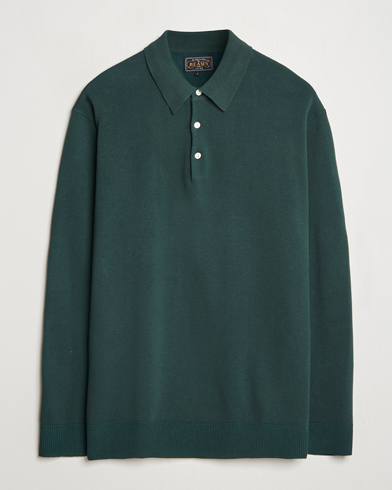 BEAMS PLUS Long Sleeve 12G Knit Polo Forest Green – Grønn