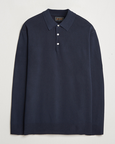 Herre | Strikkede pikéer | BEAMS PLUS | Long Sleeve 12G Knit Polo Navy