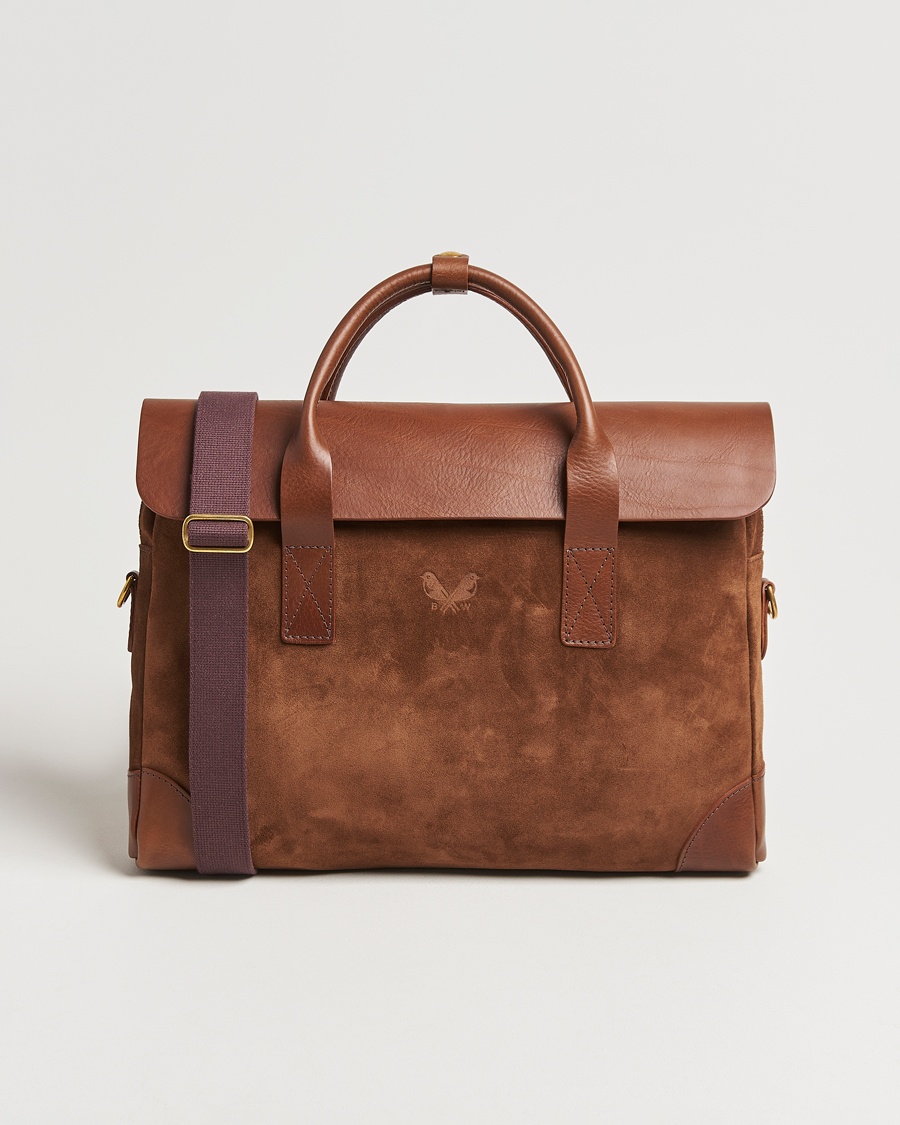 Bennett Winch Suede Briefcase Brown – Brun