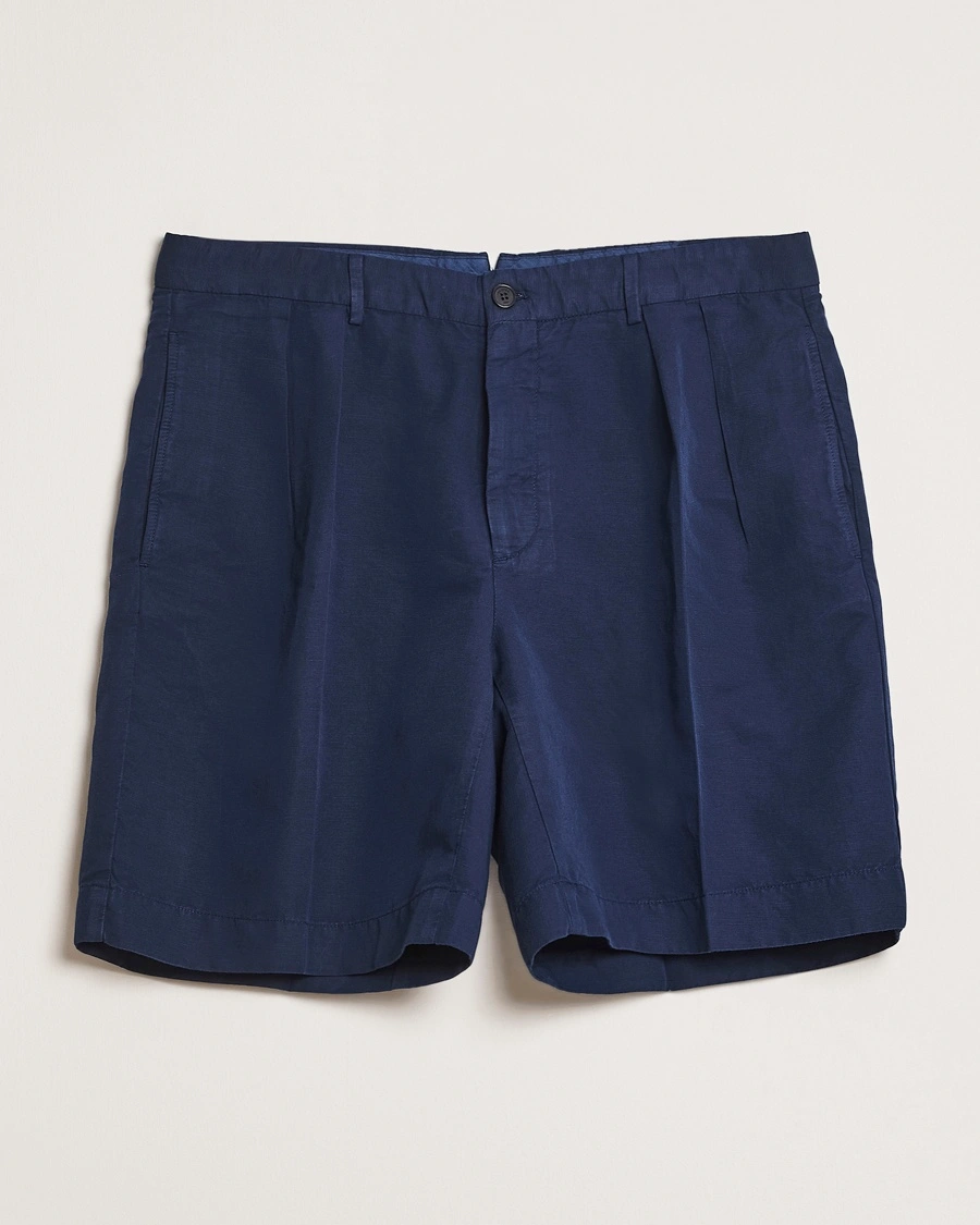 Herre | Incotex | Incotex | Pleated Chinolino Shorts Navy