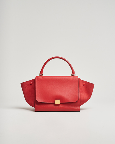 Herre | | Celine Pre-Owned | Trapeze Leather Suede Handbag Red Medium