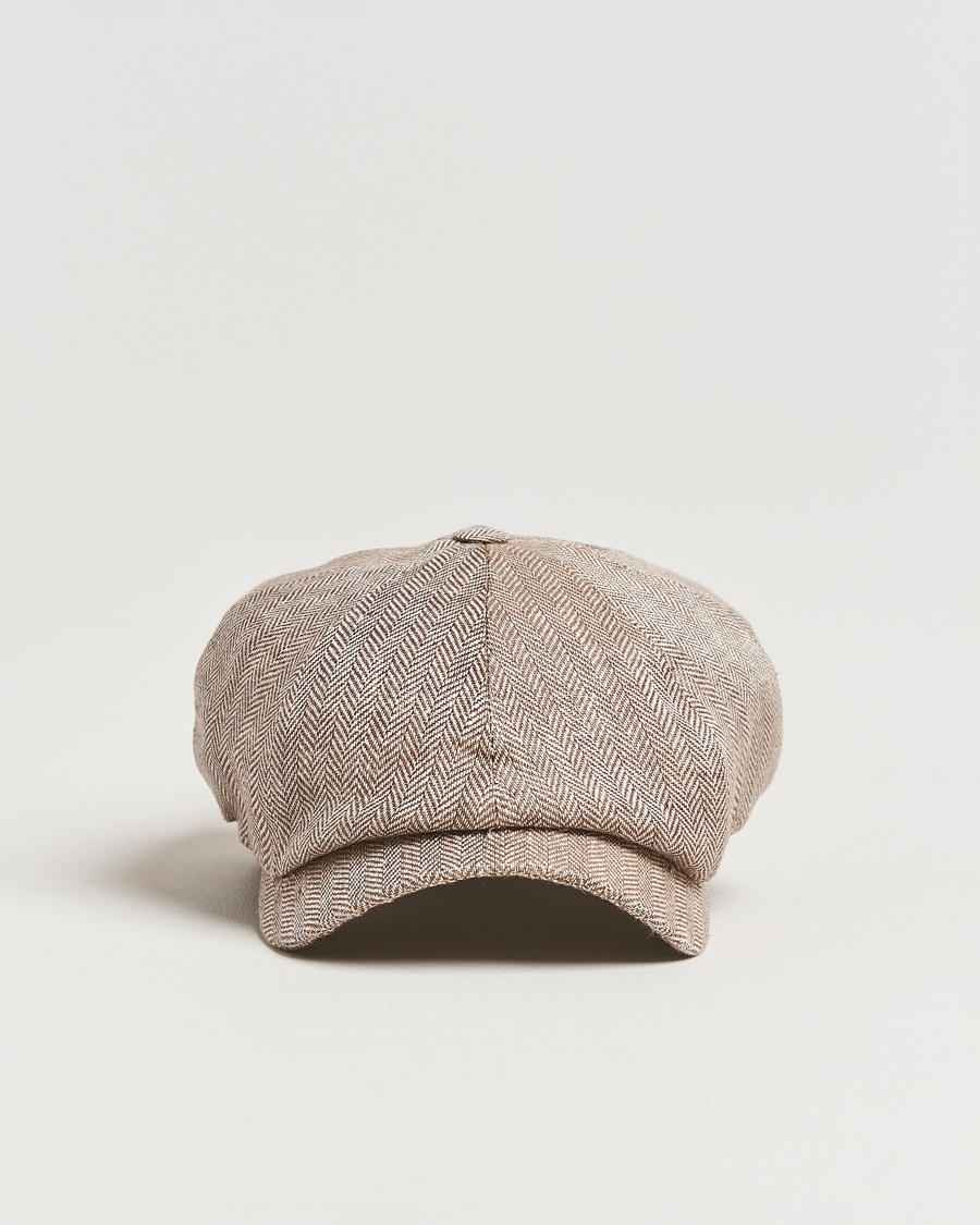 Wigéns Newsboy Classic Linen Herringbone Cap Brown – Brun