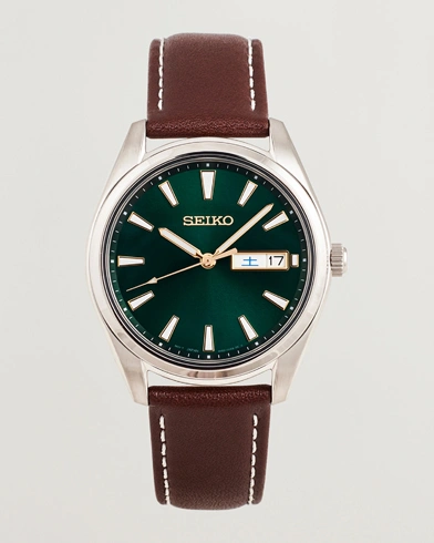Herre | Gamle produktbilder | Seiko | Quartz Leather 40mm Green Dial