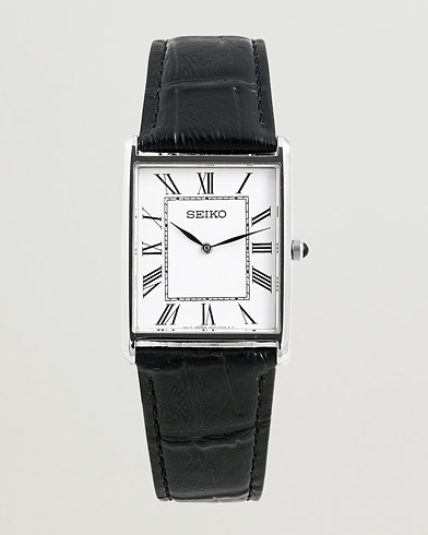 Herre | | Seiko | Quartz Silver Leather 28mm White Dial