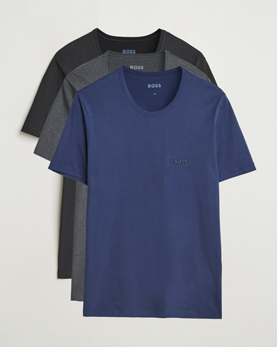 BOSS BLACK 3-Pack Crew Neck T-Shirt Black/Blue/Grey – Blå