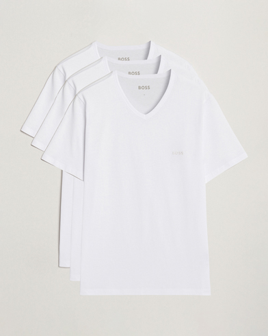 BOSS BLACK 3-Pack V-Neck T-Shirt White – Hvit
