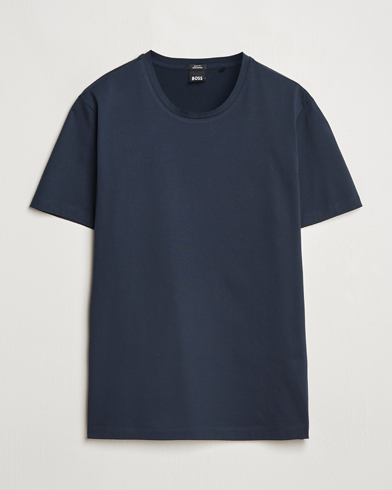 BOSS BLACK Tessler Mercerized Crew Neck T-Shirt Dark Blue – Blå
