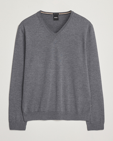 Herre | Pullovers v-hals | BOSS BLACK | Melba Wool V-Neck Pullover Medium Grey