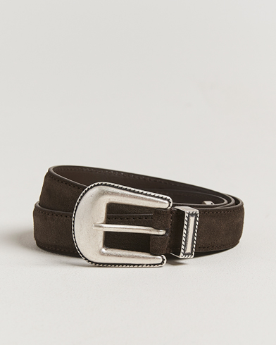 Anderson's Western Suede Belt 2,5 cm Dark Brown - Brun - Umønstret belte - Størrelse: 100