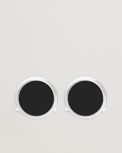 S.T. Dupont Cufflink Round Black/Pall Silver – Sølv