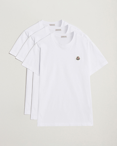Moncler 3-Pack Logo T-Shirt White – Hvit
