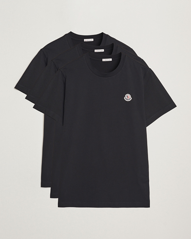 Moncler 3-Pack Logo T-Shirt Black – Svart