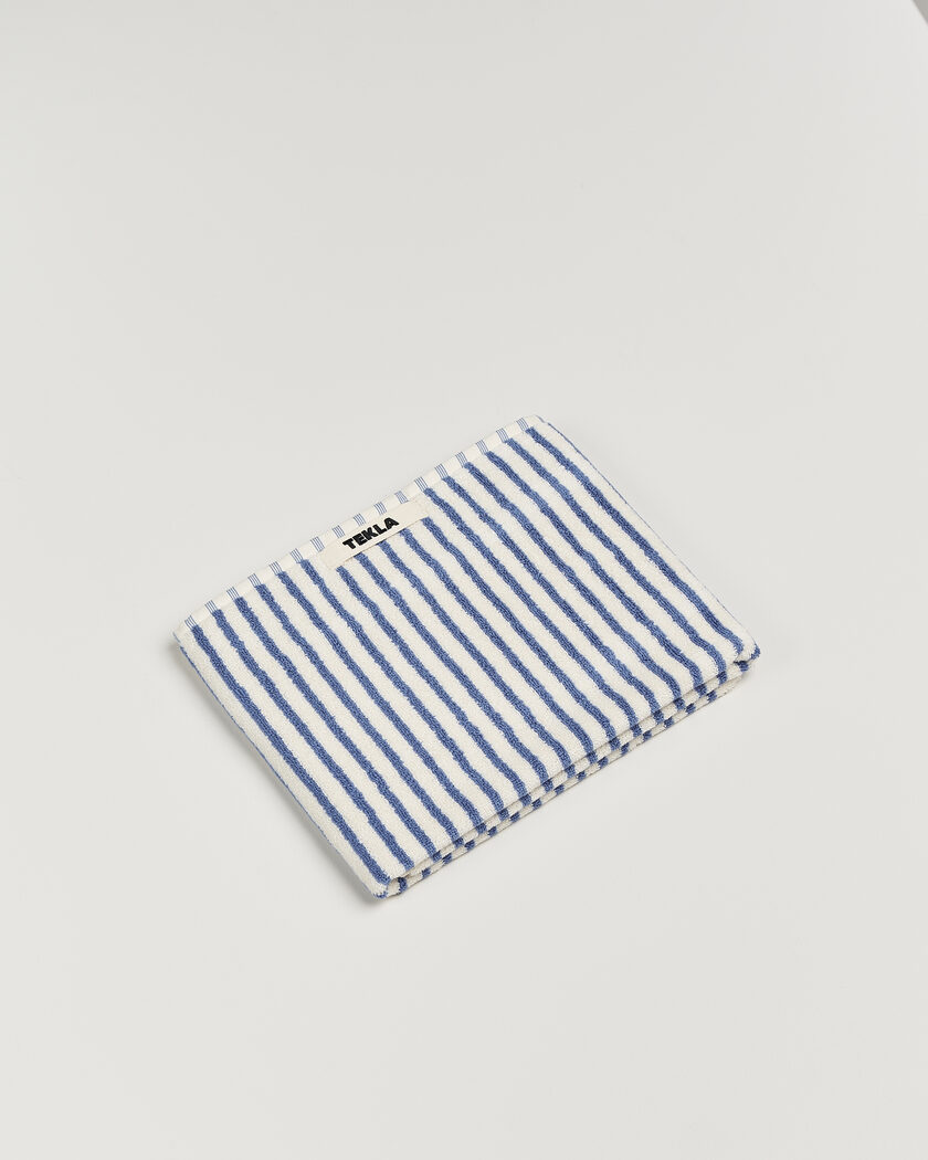 Tekla Organic Terry Hand Towel Coastal Blue Stripes – Blå