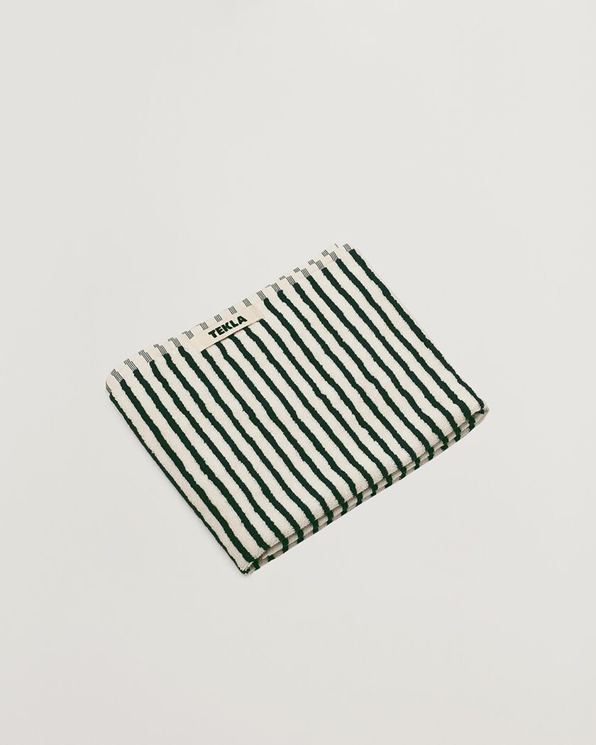 Tekla Organic Terry Hand Towel Racing Green Stripes – Grønn