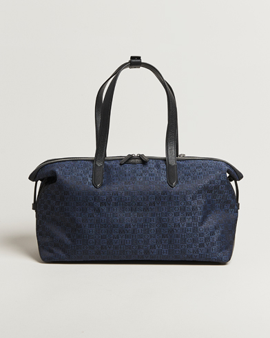 Smythson Canvas Stamp Small Travel Bag Navy – Blå