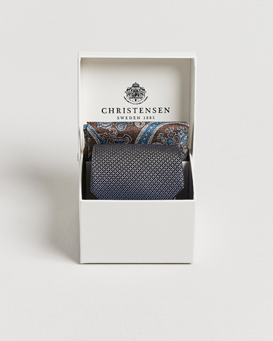 Herre | Amanda Christensen | Amanda Christensen Box Set Silk 8 cm Tie And Pocket Square Brown