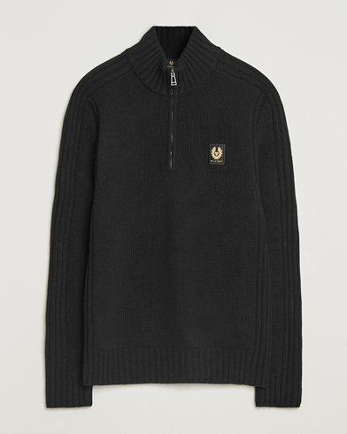 Belstaff Watch Wool Knitted Quarter Zip Black – Svart