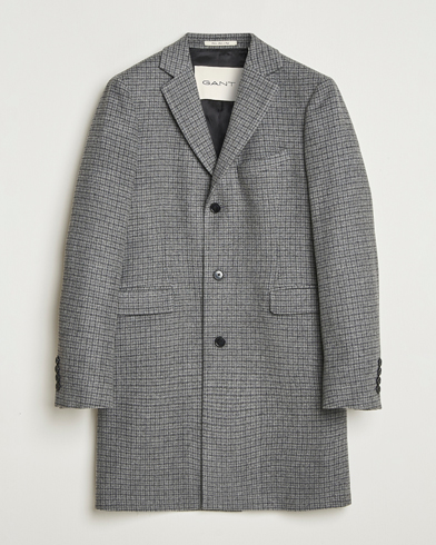 Gant Classic Wool Houndstooth Coat Black – Svart