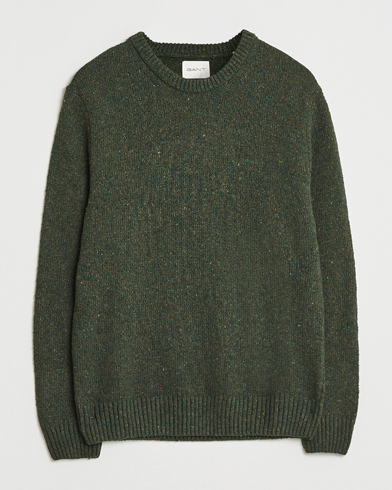 GANT Neps Wool Crew Neck Country Green – Grønn