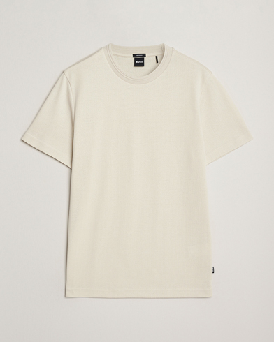 BOSS BLACK Thompson Structured Crew Neck T-Shirt Open White – Hvit