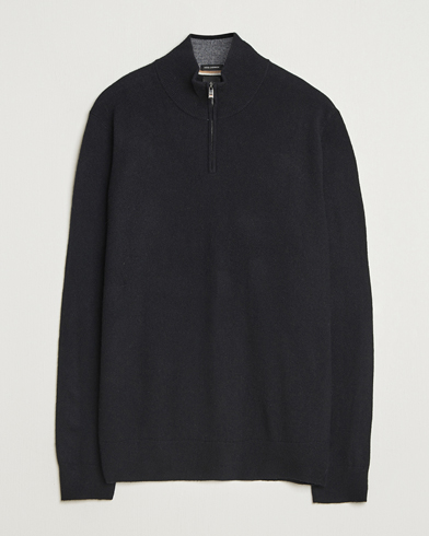 BOSS BLACK Hemarlo Wool/Cashmere Half Zip Black – Svart