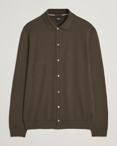 Herre | BOSS BLACK | BOSS BLACK Helbert Wool Cardigan Open Green