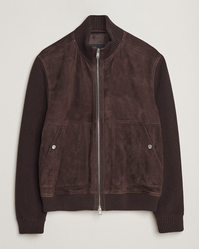 Herre | BOSS BLACK | BOSS BLACK Maparo Leather Hybrid Jacket Dark Brown