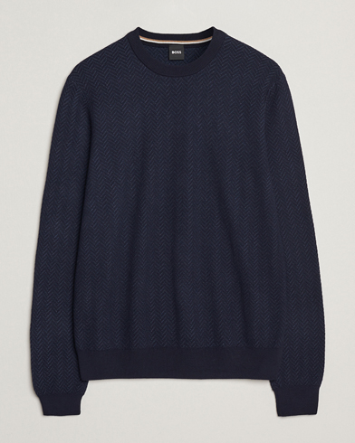 Herre | BOSS BLACK | BOSS BLACK Habito Wool Knitted Sweater Dark Blue