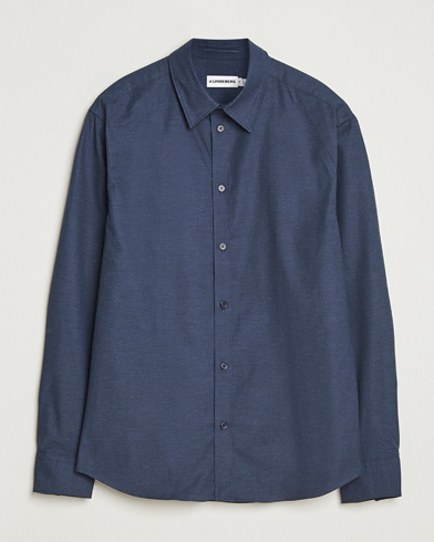 J.Lindeberg Slim Fit Light Flannel Shirt Navy – Blå