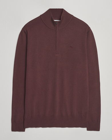 J.Lindeberg Kiyan Merino Half Zip Huckleberry – Rød