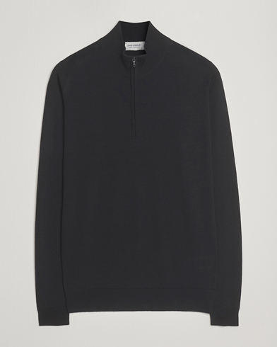 John Smedley Barrow Extra Fine Merino Half Zip Black – Svart