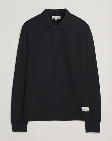 Merz b. Schwanen Relaxed Fit Vintage Cotton Rugby Shirt Black – Svart
