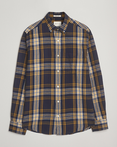 Gant Regular Fit Checked Flannel Shirt Evening Blue – Blå