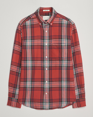 Gant Regular Fit Checked Flannel Shirt Modern Rust – Flerfarget