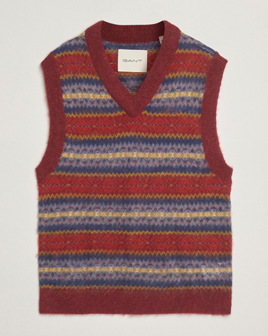 Gant Brushed Fair Isle Vest Plumped Red – Rød
