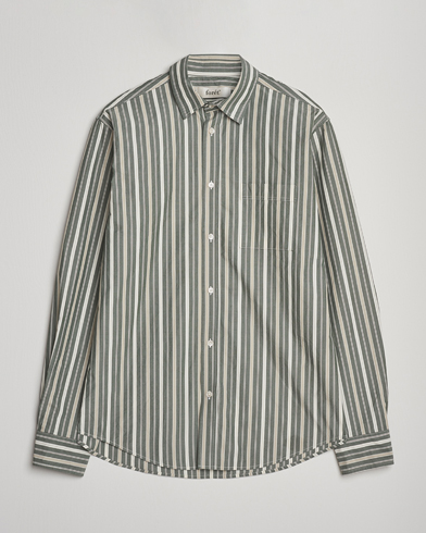 Forét Maple Poplin Shirt Dark Green Stripe – Grønn